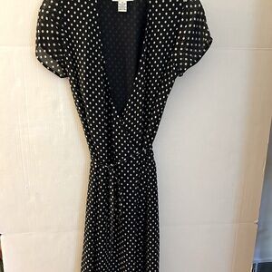 Emmanuel Ungaro blue/black polka dot wrap dress. Size 8